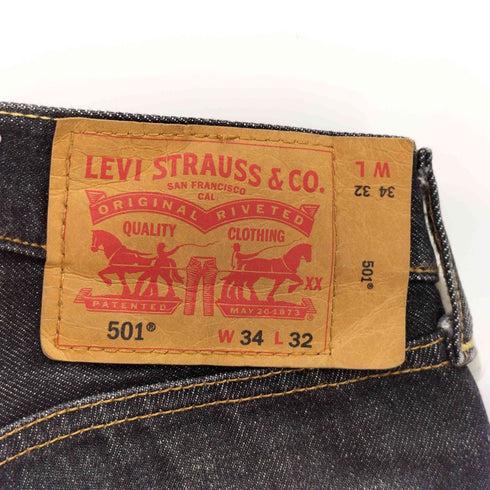 リーバイス Levis メキシコ製 501 先染め ブラック ボタンフライ デニム パンツ 脇割 メンズ W34 L32