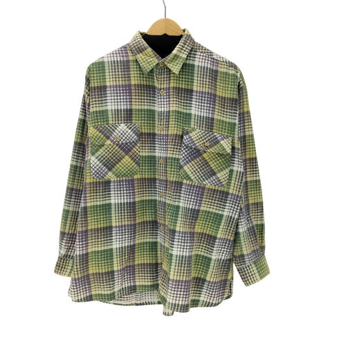 ユニクロ UNIQLO 80-90S OLD 緑タグ 初期 タータンチェック L/S ネルシャツ ワーク メンズ JPN:XL