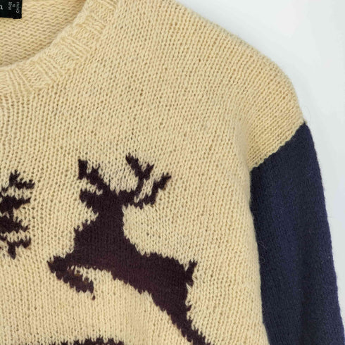 ラルフローレン RALPH LAUREN 80s 鹿と雪の結晶の柄 ノルディック ウールニットセーター レディース 150