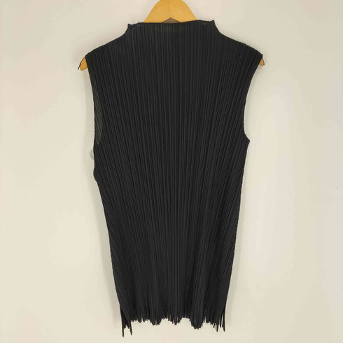 プリーツプリーズイッセイミヤケ PLEATS PLEASE ISSEY MIYAKE 17SS ボトルネック 裾フリンジ デザイン ノースリーブ ワンピース レディース JPN:3