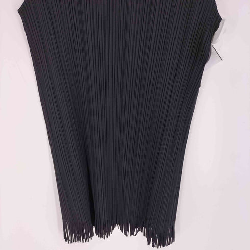プリーツプリーズイッセイミヤケ PLEATS PLEASE ISSEY MIYAKE 17SS ボトルネック 裾フリンジ デザイン ノースリーブ ワンピース レディース JPN:3