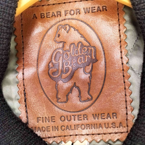 ゴールデンベアー Golden bear 80-90S 革タグ USA製 レザー ウール スタジアムジャンパー メンズ import:L