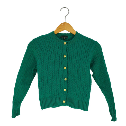 ラルフローレン RALPH LAUREN 80s 金ボタン ケーブルニットカーディガン レディース 140
