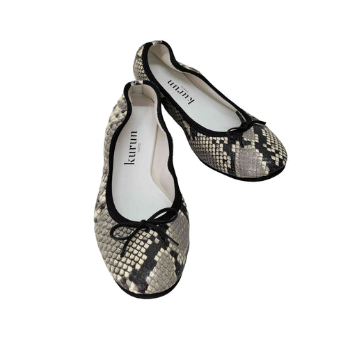 kurun TOKYO Pauline -PythonPrint ポーリーヌ パイソンプリント バレエシューズ レディース 24 1/2