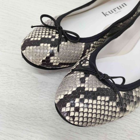 kurun TOKYO Pauline -PythonPrint ポーリーヌ パイソンプリント バレエシューズ レディース 24 1/2