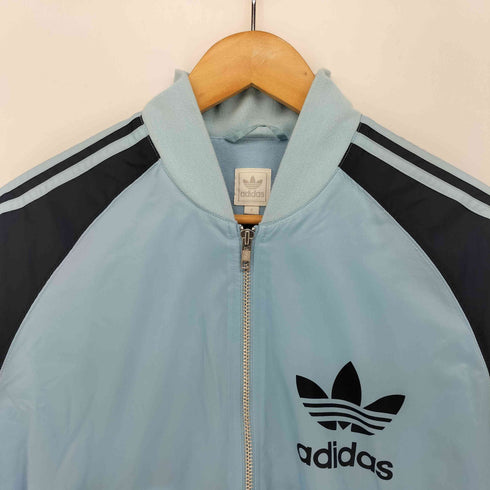 アディダス adidas 00S 裏地 フリース トレフォイル ロゴ プリント スリーストライプ ジップアップ ナイロン ブルゾン メンズ import:S