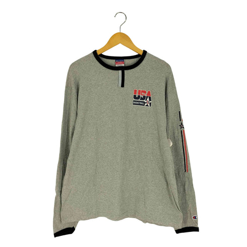 チャンピオン Champion 00S USA 袖プリント クルーネックTシャツ メンズ import:L