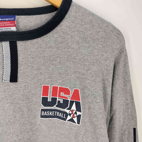 チャンピオン Champion 00S USA 袖プリント クルーネックTシャツ メンズ import:L