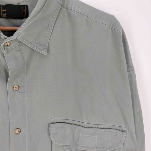 エディーバウアー Eddie Bauer 80S~90S 黒タグ 両フラップ レギュラーカラーシャツ メンズ import:XXL