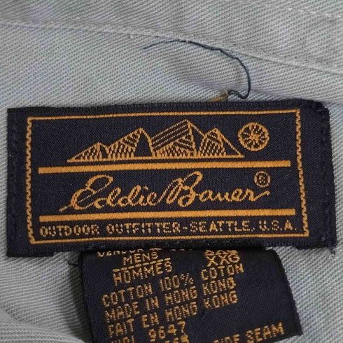 エディーバウアー Eddie Bauer 80S~90S 黒タグ 両フラップ レギュラーカラーシャツ メンズ import:XXL