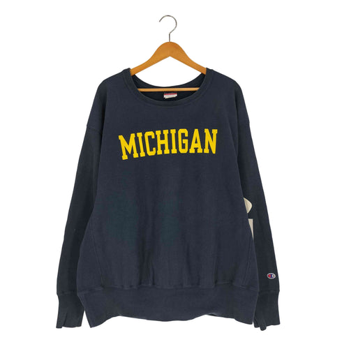チャンピオン Champion 00S メキシコ製 MICHIGAN REVERSE WEAVE ラバープリント スウェット メンズ import:XL