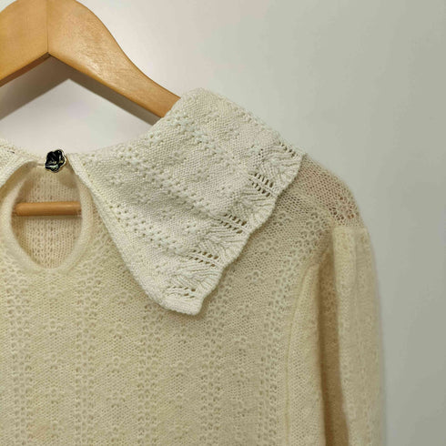 タラジャーモン TARA JARMON イタリア製 ビッグカラージャガードプルオーバーニット レディース