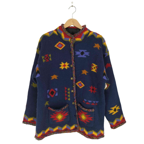 コールドウォータークリーク Coldwater Creek 90S 総柄カーディガン レディース import:XL