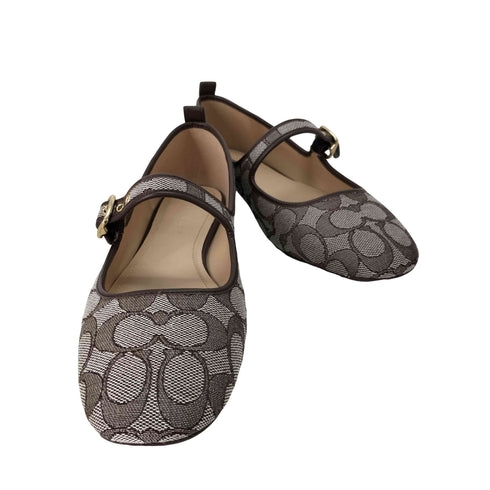 コーチ COACH C リベット メリー ジェーン・シグネチャー ジャカード レディース US:7.5