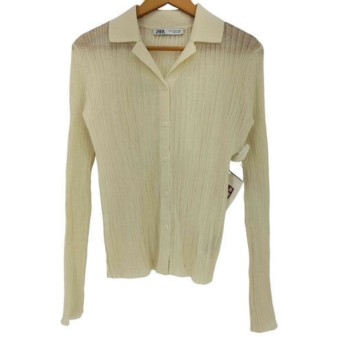 ザラ ZARA ファインリブニットカーディガン レディース import:M