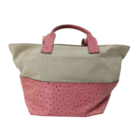 マックスマーラ MAX MARA オーストリッチ×キャンバス コンビ 切替 ハンドバッグ レディース