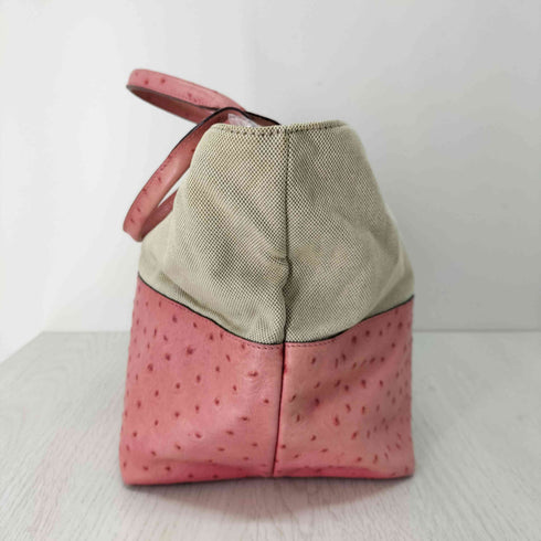 マックスマーラ MAX MARA オーストリッチ×キャンバス コンビ 切替 ハンドバッグ レディース