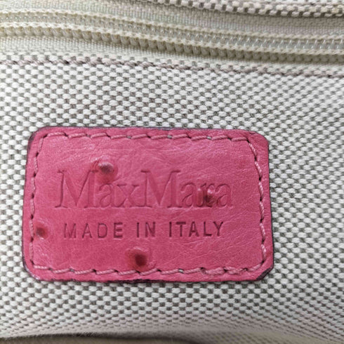 マックスマーラ MAX MARA オーストリッチ×キャンバス コンビ 切替 ハンドバッグ レディース