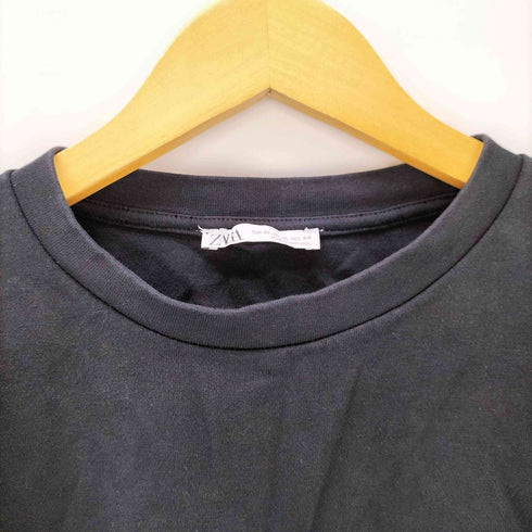 ザラ ZARA CLASSIC SHAPES レザー ロゴ Tシャツ メンズ import:XL