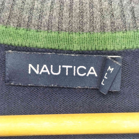 ノーティカ NAUTICA ロゴ刺繍 ハーフ実父 コットンニット メンズ import:M