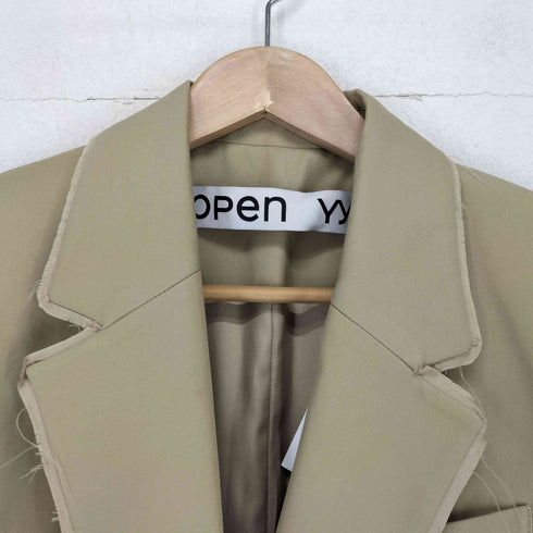 OPEN YY RAW EDGE SINGLE-BREASTED BLAZER BEIGE import レディース 1