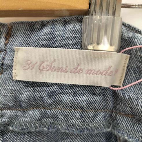 トランテアンソンドゥモード 31 Sons de mode フロントジップ ワイドデニムパンツ レディース 36