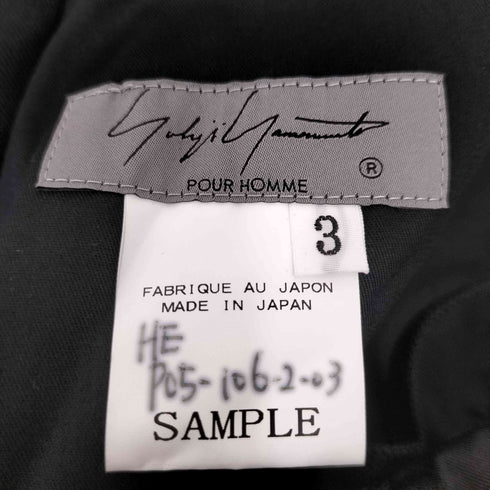 ヨウジヤマモトプールオム Yohji Yamamoto POUR HOMME 裾ボタン フロントクロス ワイドタックパンツ メンズ 3