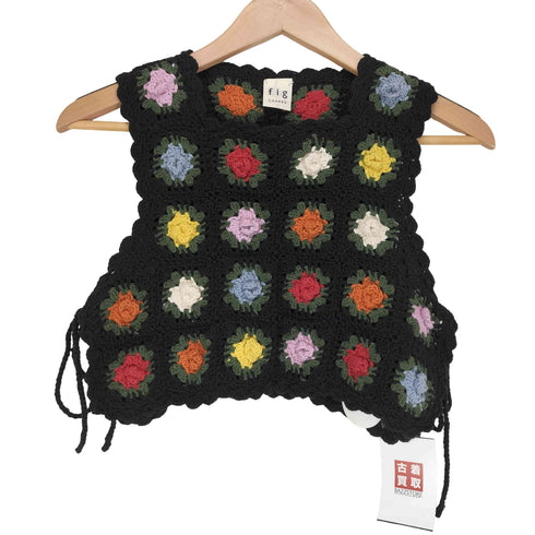 フィグロンドン fig London knit gardener 花かぎ針ベスト レディース F