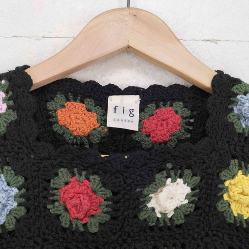 フィグロンドン fig London knit gardener 花かぎ針ベスト レディース F