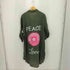 イタリア製 PEACE Loue ROCK&ROLL プリント リネン ボタンシャツ ワンピース レディース