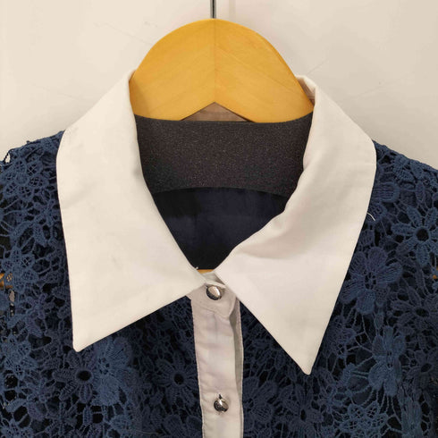 トッコクローゼット tocco closet ベルト付 ケープライクフラワーレースシャツワンピース レディース JPN:M