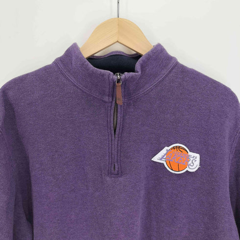 ランズエンド LANDS END バスケットボール クラブ ワッペン ハーフジップ スウェット メンズ import:L