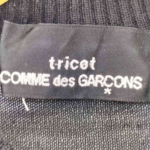 トリココムデギャルソン tricot COMME des GARCONS 02ss フラワー刺繍 モックネック ツートン 半袖ウールニット レディース