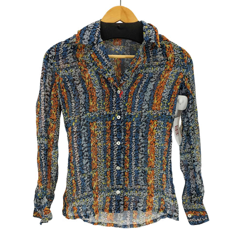 イタリア製 花柄シフォンブラウス レディース 40