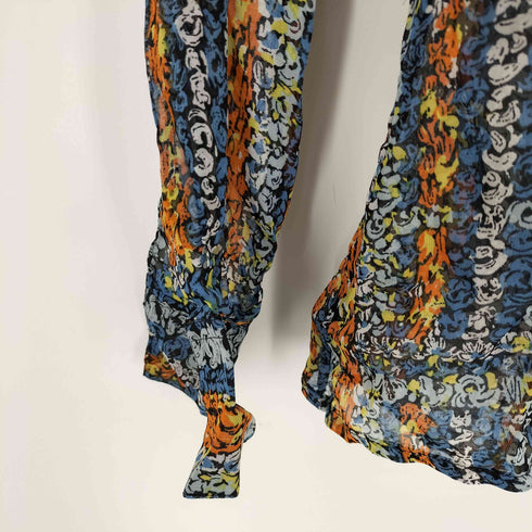 イタリア製 花柄シフォンブラウス レディース 40