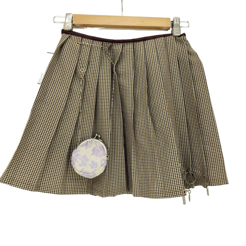 Nodress brown check pleated mini skirt レディース S