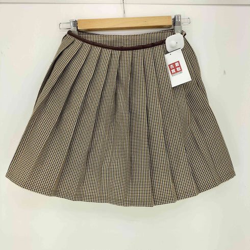Nodress brown check pleated mini skirt レディース S