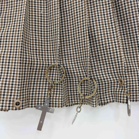 Nodress brown check pleated mini skirt レディース S