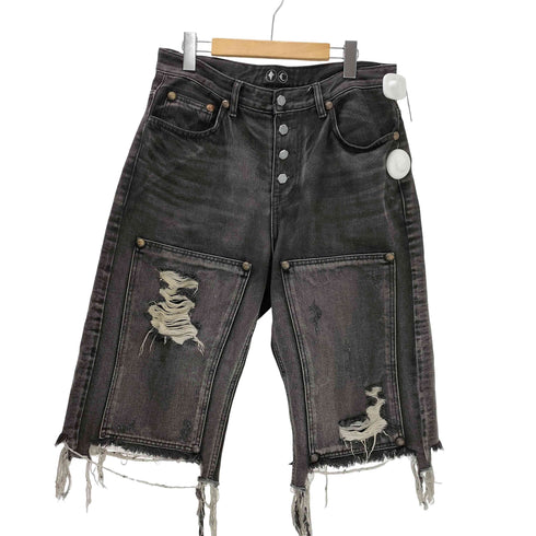 THUG CLUB サグクラブ 24SS DOUBLE KNEE DAMAGE SHORTS ダブルニー ダメージ デニム ショーツ ジョーツ メンズ JPN:2