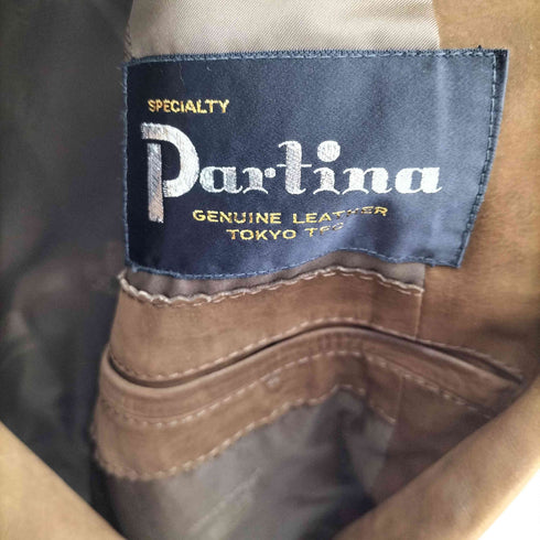 パルティーナ PARTINA カウレザー 裏地ロゴ刺繍 2B テーラード ジャケット メンズ import:L
