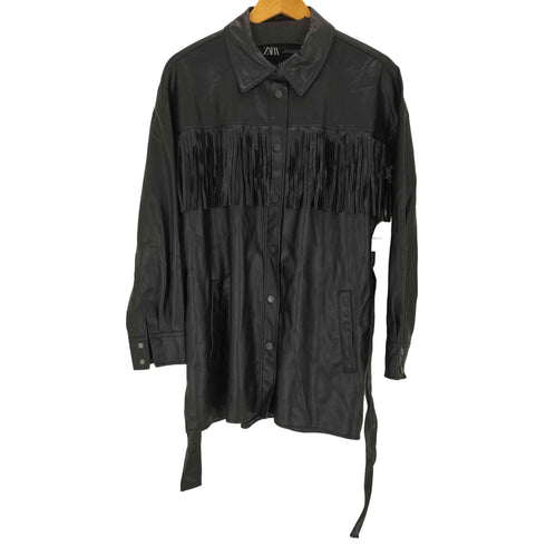 ザラ ZARA フリンジフェイクレザーシャツジャケット レディース JPN:M