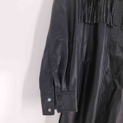 ザラ ZARA フリンジフェイクレザーシャツジャケット レディース JPN:M