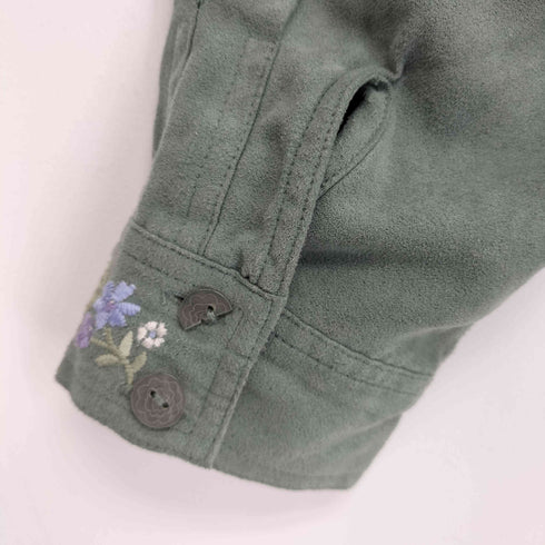 peflections フラワー刺繍 フェイクスウェードシャツ レディース JPN:L