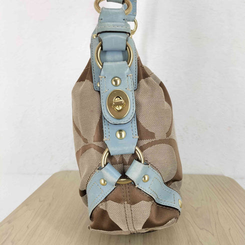 コーチ COACH カーリー レザー キャンバス シグネチャー ショルダーバッグ レディース