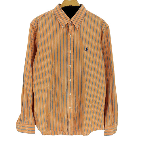 ラルフローレン RALPH LAUREN 90s CUSTOM FIT ストライプ ボタンダウンシャツ メンズ L