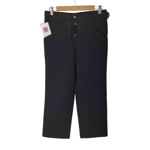 ヨウジヤマモト Yohji Yamamoto ボタンフライ ウール ワイドクロップドパンツ レディース JPN:2