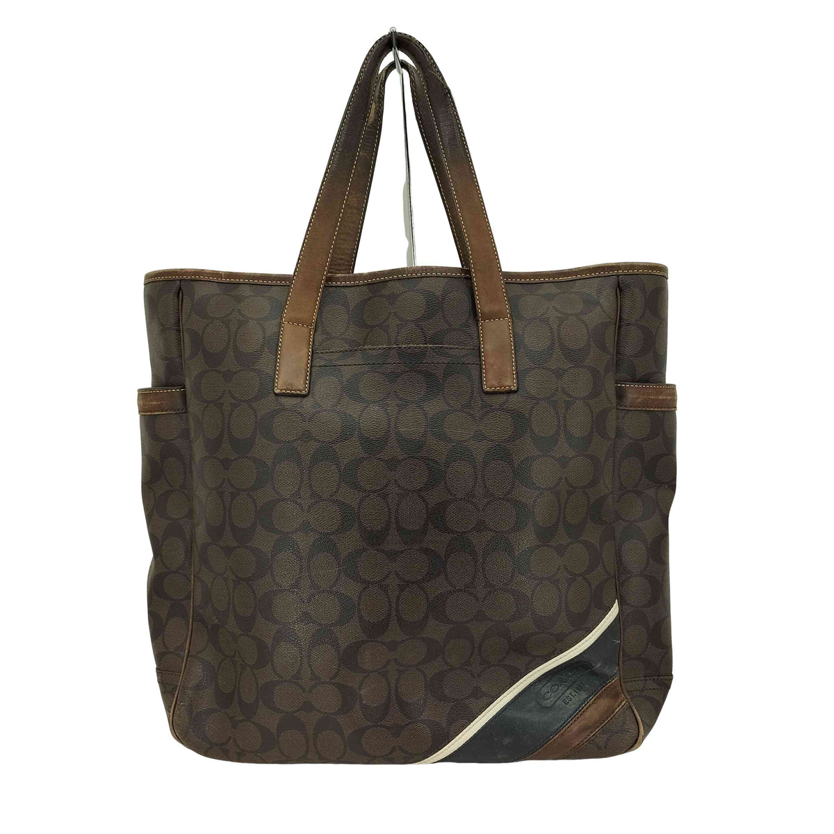 【美品】コーチ ヘリテージストライプ　トート ビジネスバッグ　シグネチャーPVC コーチ COACH シグネチャー ヘリテージ ストライプ トートバッグ