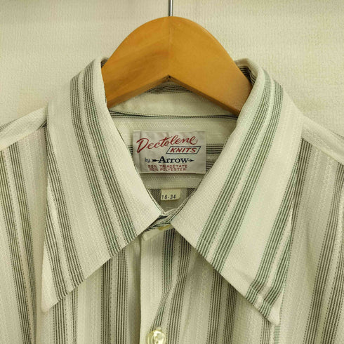 アロー ARROW Dectolene KNITS 60-70S 襟芯 ポケット L/S ストライプシャツ メンズ 16-34