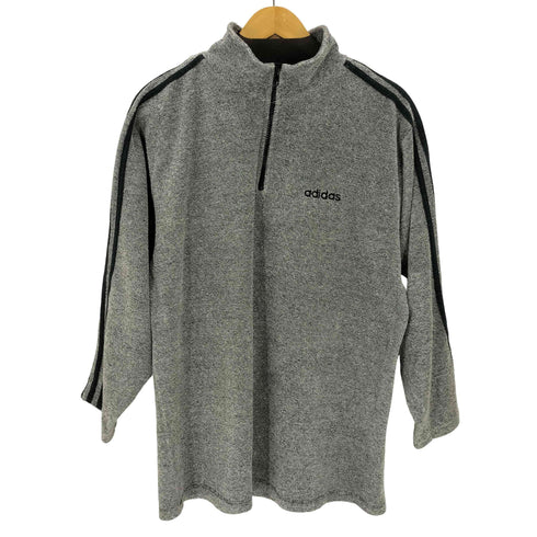 アディダス adidas パイル地 ラインハーフジッププルオーバー メンズ L