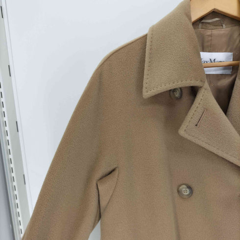 マックスマーラ MAX MARA 白タグ イタリア製 カシミヤ ブレンド ウール ダブルブレスト チェスター コート レディース EUR:42